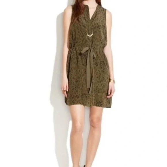 19) MADEWELL silk playa dress in leopard fade without waist tie sz S - Picture 1 of 8